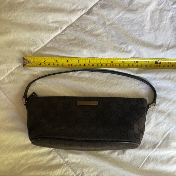 GUCCI Black Pouchette Monogram Mini Shoulder baguette handbag Y2K bag purse - Picture 15 of 16